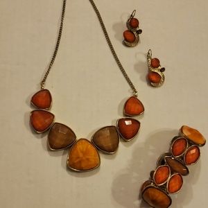 Earth Toned Necklace, Earring and Bracelet Set